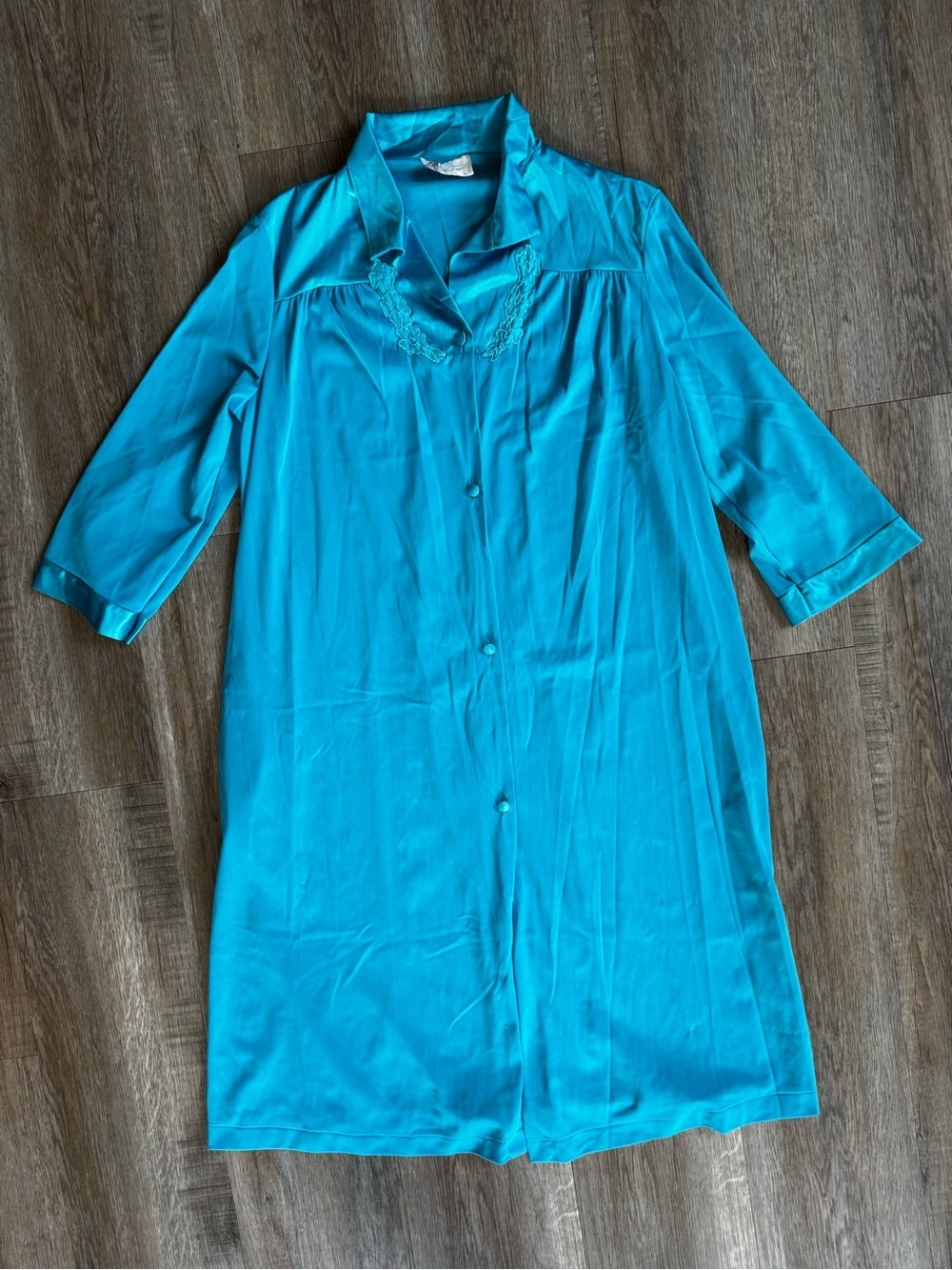 Vintage Vanity Fair Blue Button-Front Robe - size Small made in USA